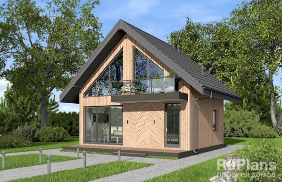 Rg6437 - Одноэтажная баня с мансардой, террасой, зоной отдыха и двумя спальнями