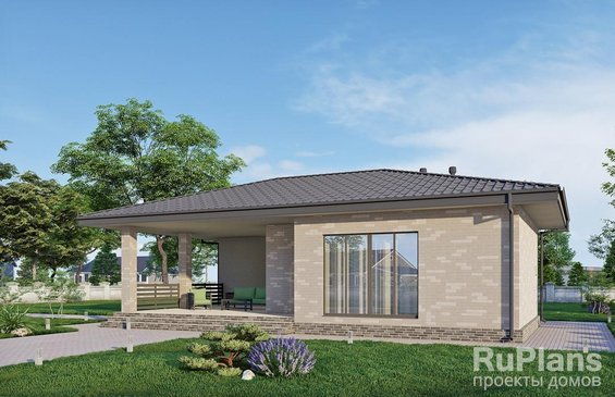 Баня с террасой и облицовкой кирпичом Rg6481