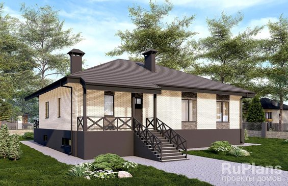 Rg6498 - Одноэтажный дом с подвалом, террасой и вторым светом