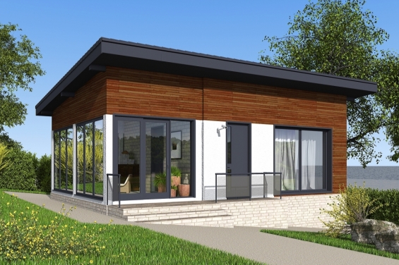 Rg6505 - Баня с верандой и панорамным остеклением